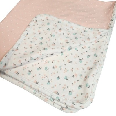 Carter's Baby Blanket Security Lovey Cotton Pink & White Dots Blue Pink Flowers