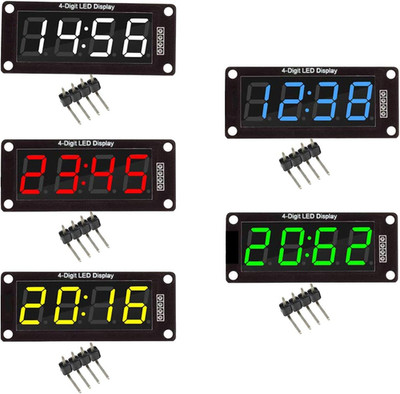 Diymore M1637 5 Packs Red/Green/White/Yellow/Blue Colors TM1637 0.56'' LED Displa