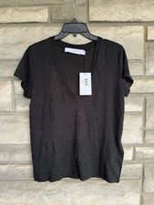 Iro Paris Linen Black V-neck Tshirt Medium $1...