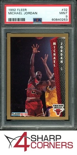 1992 FLEER #32 MICHAEL JORDAN BULLS HOF PSA 9