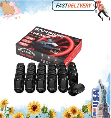 M12x1.5 Lug Nuts - 24PCS Black 12mmx1.5 Closed End Bulge Acorn Lug Nut, 12x1.5