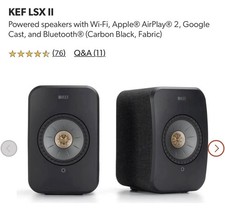 KEF LSX II Bookshelf Speakers Carbon Black Wi-Fi Bluetooth AirPlay 2 Cast