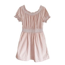 J Crew Mini Dress Gingham Cottage Puff Sleeve Feminine Picnic Romantic AZ811