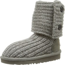 KIDS GIRLS SIZE 2 GREY UGG CLASSIC CARDI CABLED KNIT TALL BOOTS Brand Mew 5649k