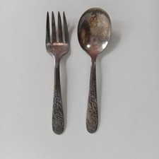 1946 Tudor Plate Oneida Community Bridal Wreath Baby Toddler Fork Spoon Set