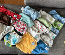 Diaper Cloth Lot w/ Inserts  Wet Bag 70 Items Alva, Fuzzibunz, Papoose  More