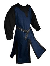 Mens Medieval Costume Renaissance Templar Tunic Viking Knight Large Navy