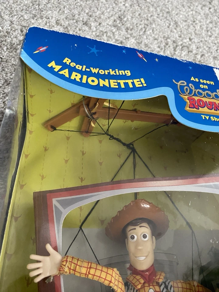 Muñeca marioneta leñosa vintage Toy Story 2 Woody's Roundup Hang Around marioneta Disney Foto 2 de 4