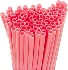 Heart Straws - Heart Shaped Pink Straws Plastic Disposable Drinking Straws Cute