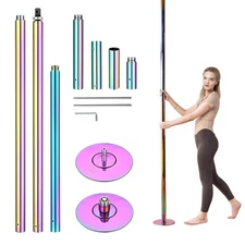 11 FT Spinning Static Dancing Pole Kit with Extensions Fitness Dance Exercise