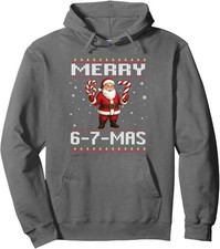 Merry 6-7-Mas Funny Ugly Christmas Santa Candy Cane Unisex Hooded Sweatshirt
