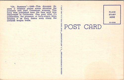 Postal de lino Stephen Foster Oh Suzanna diorama White Springs Florida - Imagen 2 de 2