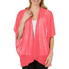 $91 Cejon Womens Pink Short Sleeve Cardigan Swimsuit Cover Up Cape One Size