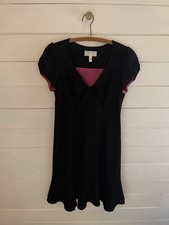 Moulinette Soeurs Anthropologie Short Sleeve Navy Windowpane Peplum Hem Dress 4