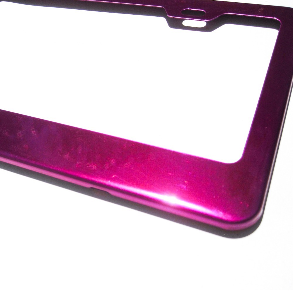 【値下げ】ピンク ストーン装飾 バンパーフレーム Hot Pink Chrome Powder Coated License Plate Frame Light Weight