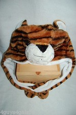Boys Girls PLUSH FAUX FUR ANIMAL HAT Fleece Lined TIGER Stuffed Head