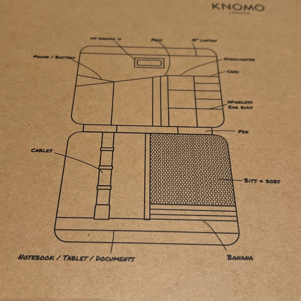 Knomo London Compacto 13" Bandolera Tech Organizador Negro Plata Herrajes Cremallera NUEVO Foto 3 de 4