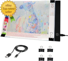 A4 LED Light Pad  Diamond Art Light Box Tracing Light Board with 3 Brightness