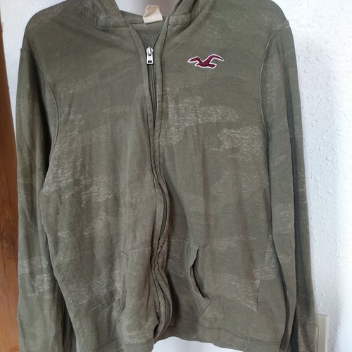EUC HOLLISTER LADIES DAMEN GRÜN Camouflage ZIP/UP LANGARM JACKE GRÖSSE Medium.