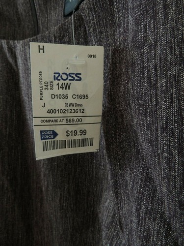 New Dark Purple Knee Length Belted Dress 14W - Picture 3 of 5