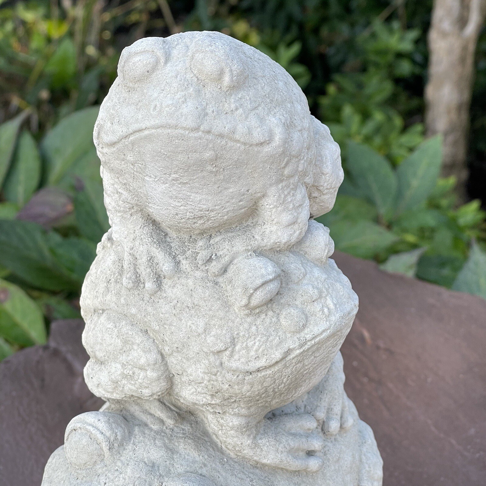 Concrete Frog Garden Statue Outdoor Decor Totem Stack Lawn Ornament