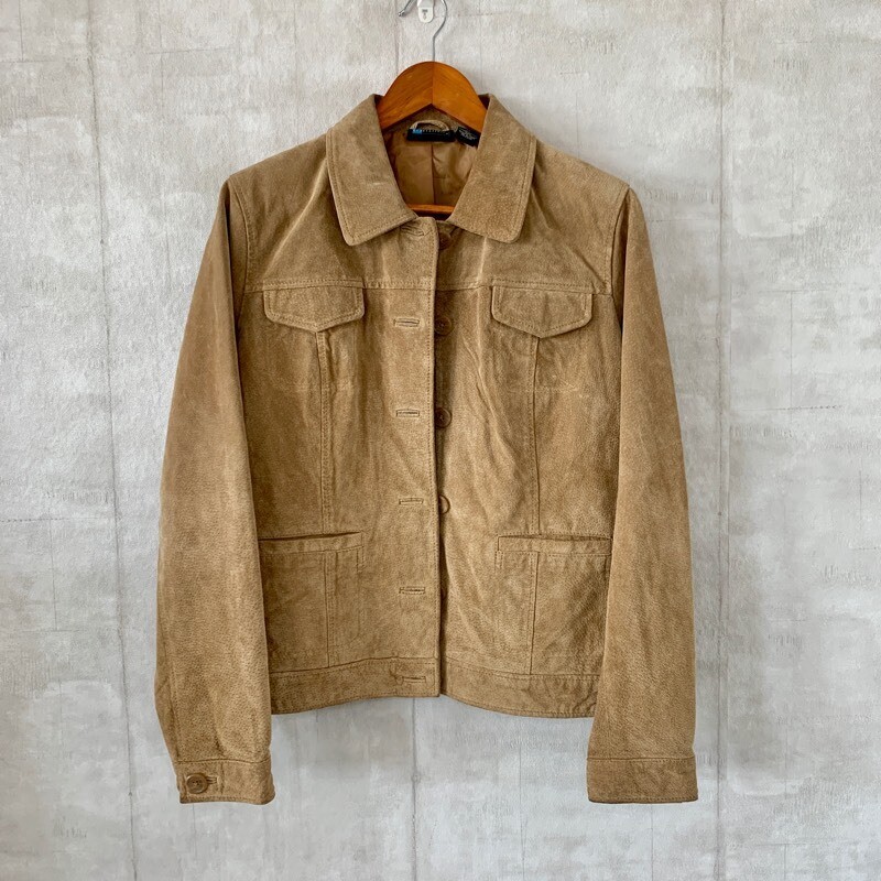 Relativity Leather Jacket Khaki Lined Collared Po… - image 2