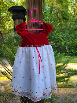 La Princess Toddler Girls Size 2T Sleeveless Embroidered Holiday Dress Red/White