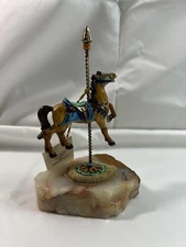 Vtg RON LEE Gold Carousel Horse Sculpture Figurine Circus Signed 1985 24kt Gold