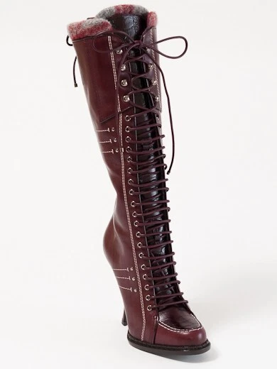 Bottes neuves en cuir Dior Montagne Bourgogne faites main taille UE 37 US 7