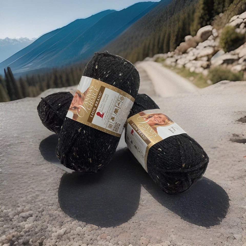 3 madejas Lion Brand Vanna's Choice "Obsidian" #366 Foto 4 de 4