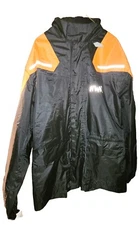 HWK Motorcycle Jacket For Men Black/Orange Size Large