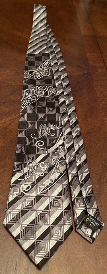 Bruno Conte Por Don Jonathan Negro Gris Hecho a Mano 100% Microfibra Hecho en China Foto 3 de 4