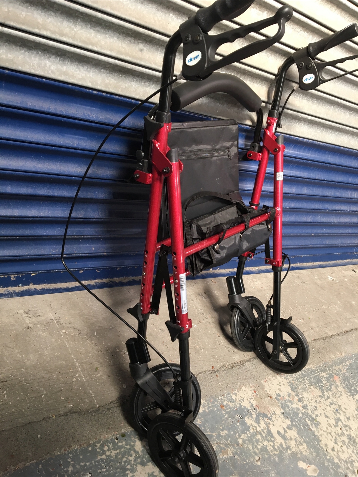 Drive DeVilbiss Rollator Walking Frame Adjustable 4 Wheeled Walker with Seat Red 5060266841347