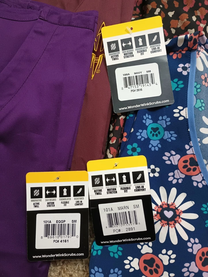 Wonder Wink + Chloe Zoe Lot Of 6 Women's Small T-Shirt Multicolor NWT Scrub Tops - Image 2 of 4