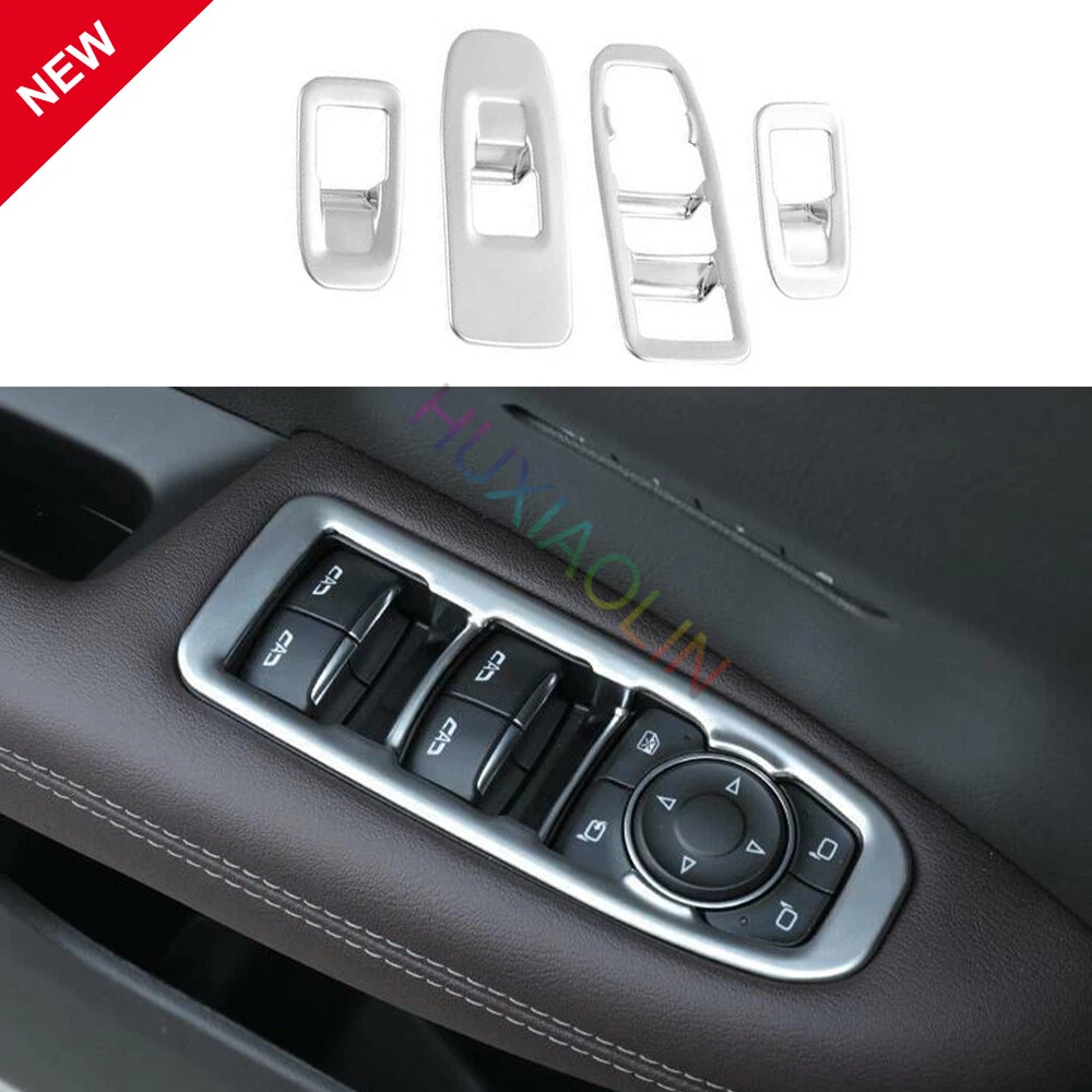 For Cadillac XT6 2020-22 Matte Silver Car Glass Window Lifting Panel Decoration