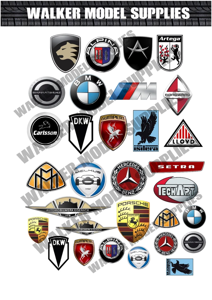 WALKER 1:24 Maßstab Vorgeschnitten Deutsche Auto Logo Garage Zeichen Sticker Modell 5