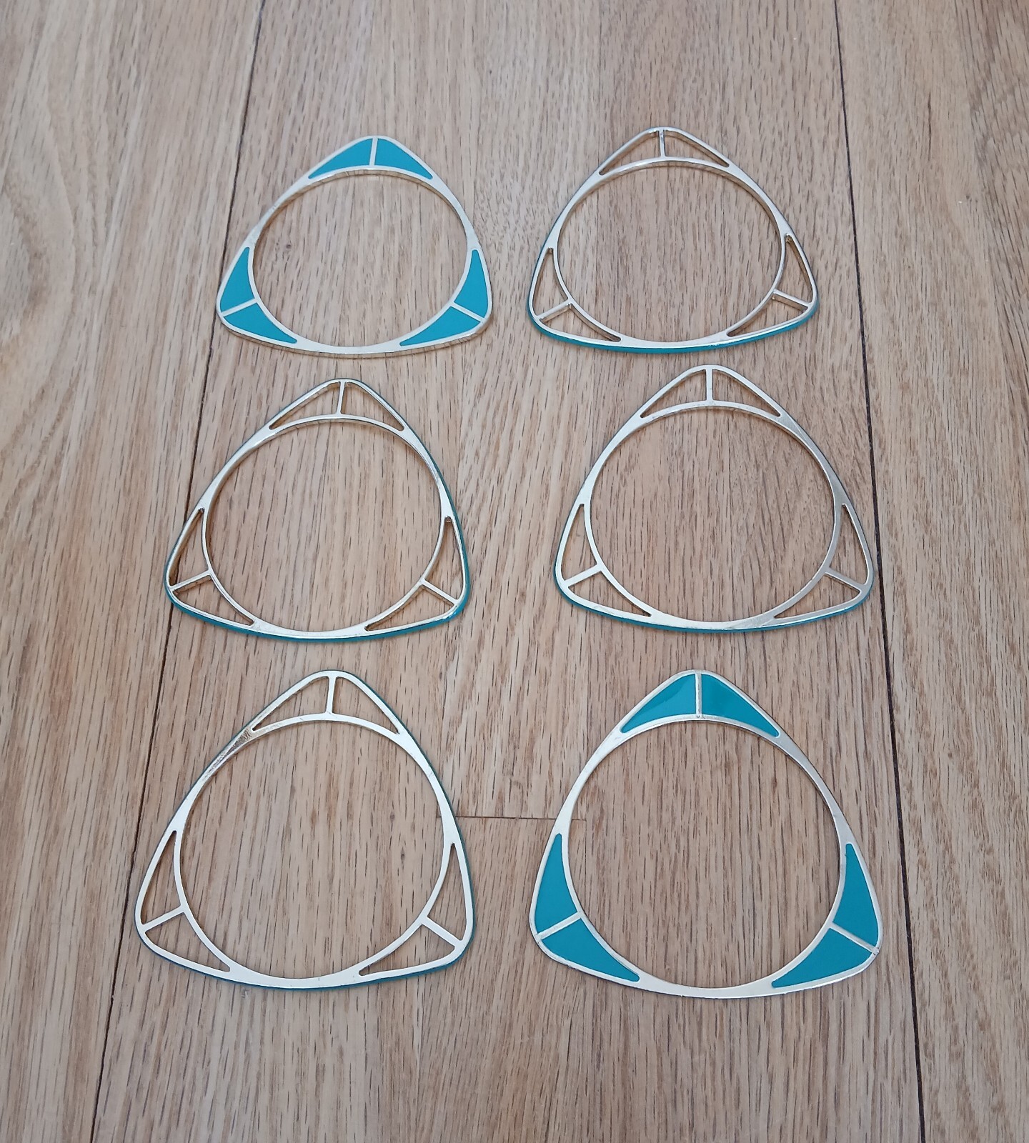 Stackable Bangle Bracelets Gold And Turquiose Tri… - image 3