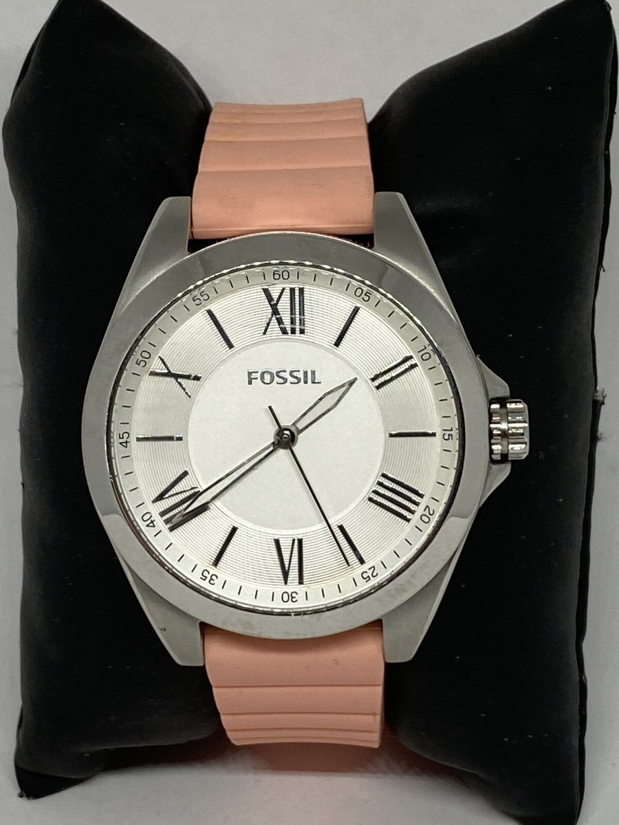 Leather Watch Fossil Georgia Analog Peach Dial Fossil Watches
