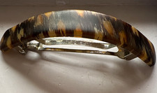 Tortoise Shell Curved French Barrette Hair Clip Plastic/Metal Made in France