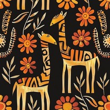 Wild animals in African style Printed Cotton Fabric By The Yard