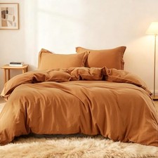Simple Opulence French Linen Duvet Cover Set 88" x 92"- 3 Pieces 1 Comforter