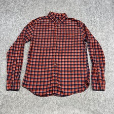 J Crew Shirt Mens Medium Red Blue Plaid Button Down 100 Cotton Flannel Casual