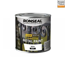 Image of Ronseal 39184 Direct To Metal Paint White Matt 250Ml