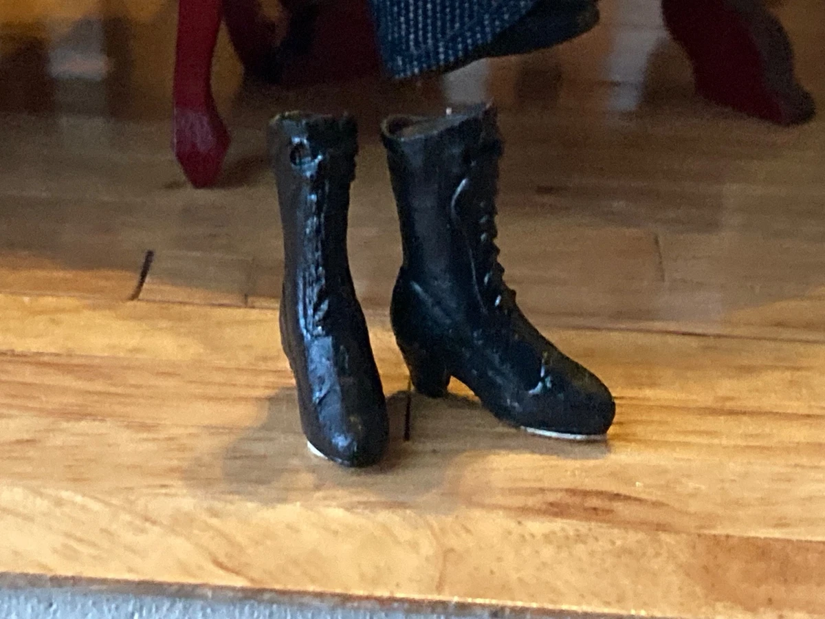 SM SunniMix 1:12 Scale Mini Boots - 10 Pairs Dollhouse Shoes, Fairy Garden Decor, Black - View #6