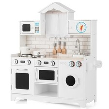 Pemberly Row Kids Kitchen Cooking Pretend Playset Cookware Toddler Gift White