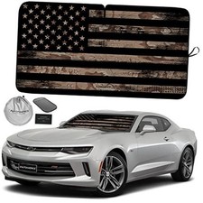 1-Piece Windshield Sun Shade SMALL  59 x 28.5 inches USA BROWN CAMO FLAG