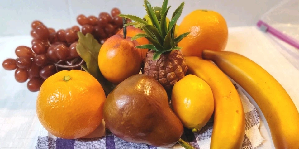 Lote de 11 bonitas piezas realistas vintage de frutas de plástico sintético falso Foto 3 de 4