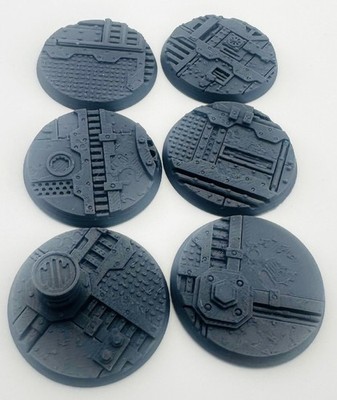 6x 50 mm Industrial Scenic Runde Basen für Grimdark Sci-Fi Miniaturen