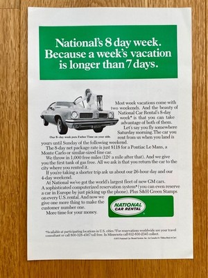 National Car Rental Pontiac Le Mans Oldtimer 1973 Vintage Ad Werbung Reklame