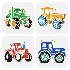 FINGERINSPIRE 4 Pcs Tractors Drawing Stencil 5.9x5.9 4 Styles